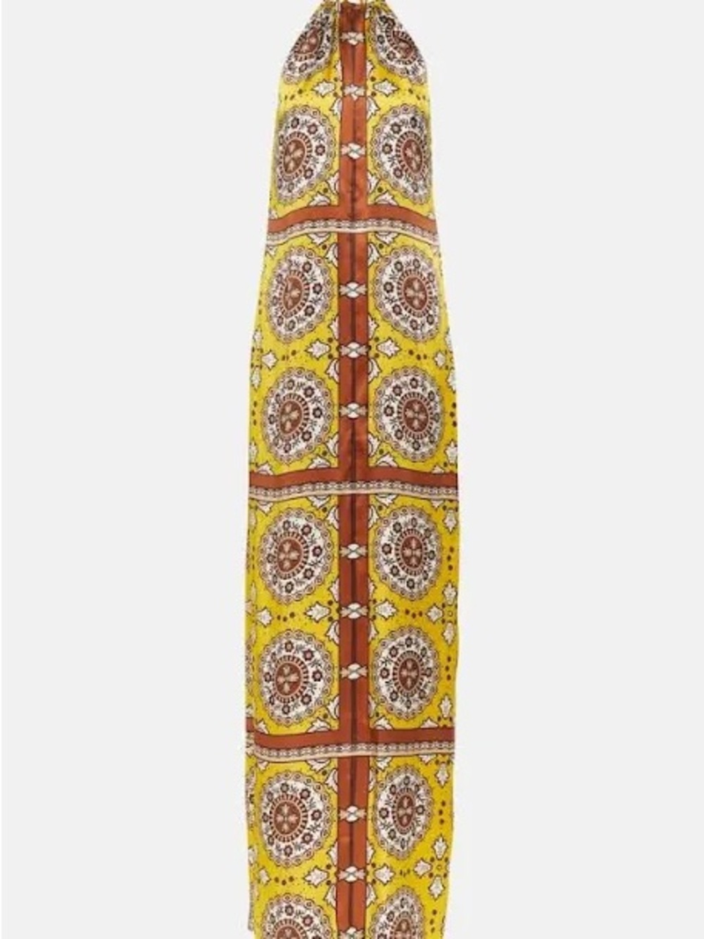 Nili Lotan Yellow Boho Medallion Halter Maxi Dress